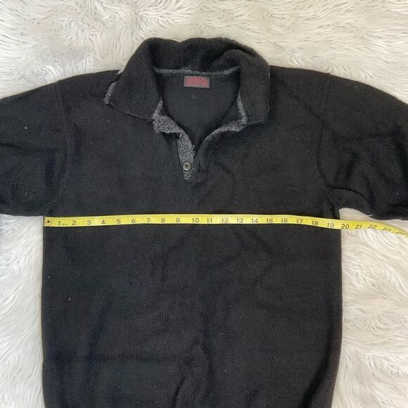 Lanalpa Mens 100% Alpaca Collared Knit Polo Sweater Black S - Picture 7 of 8